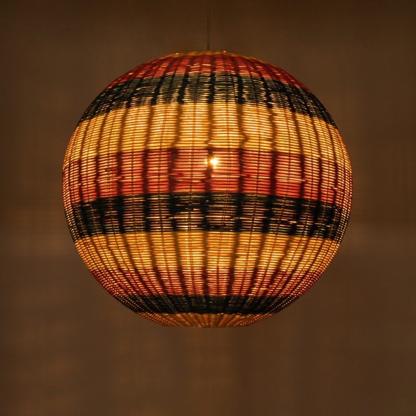 CABALLEROS  Boho Κρεμαστό Φωτιστικό Μπάλα Μονόφωτο 1 x E27 IP20 Πολύχρωμο Ξύλο - Μ70 x Π70 x Υ70cm