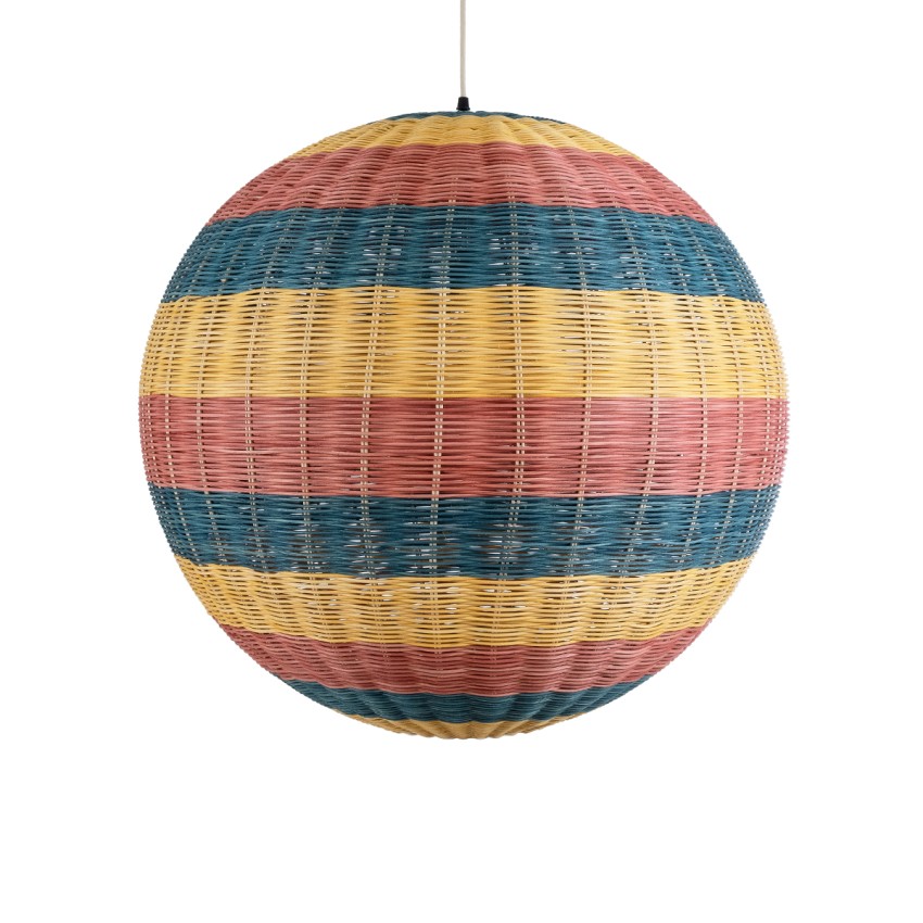 CABALLEROS  Boho Κρεμαστό Φωτιστικό Μπάλα Μονόφωτο 1 x E27 IP20 Πολύχρωμο Ξύλο - Μ70 x Π70 x Υ70cm