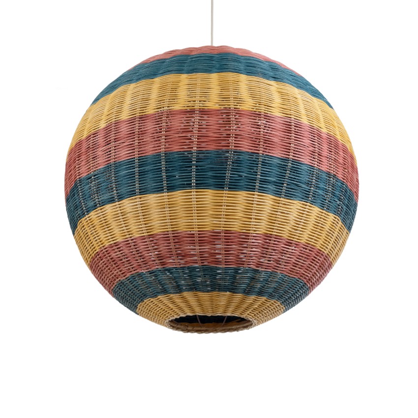 CABALLEROS  Boho Κρεμαστό Φωτιστικό Μπάλα Μονόφωτο 1 x E27 IP20 Πολύχρωμο Ξύλο - Μ70 x Π70 x Υ70cm