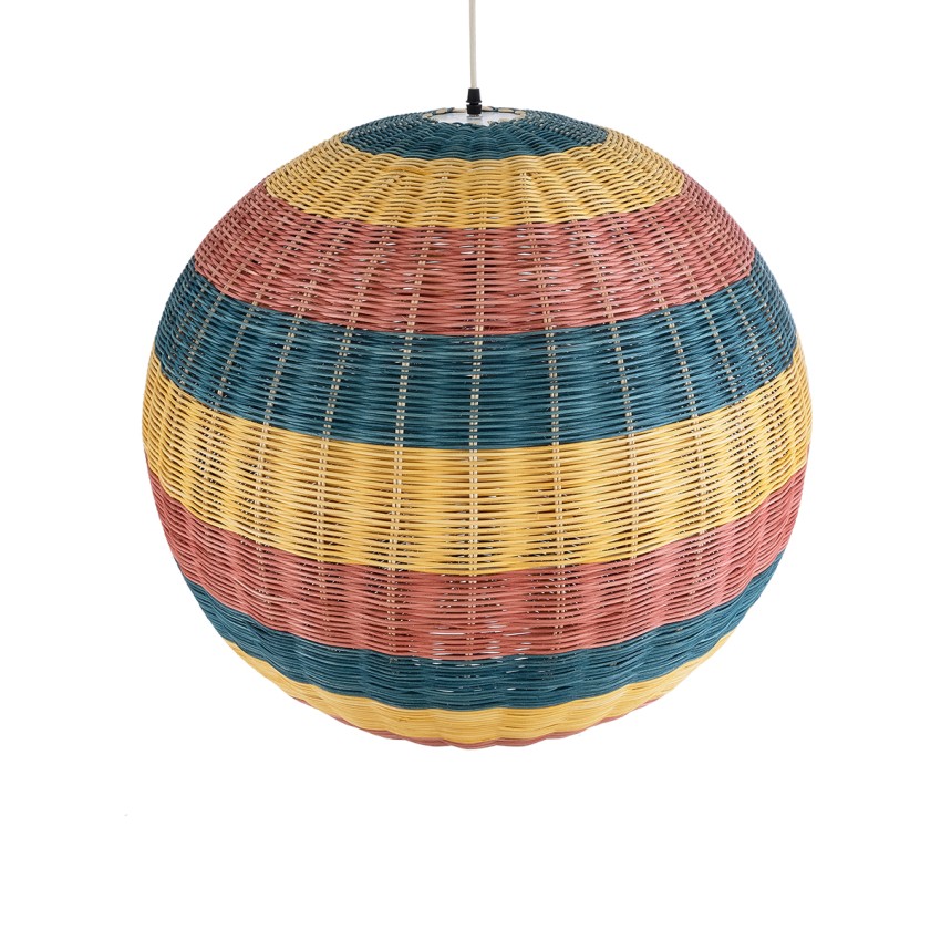 CABALLEROS  Boho Κρεμαστό Φωτιστικό Μπάλα Μονόφωτο 1 x E27 IP20 Πολύχρωμο Ξύλο - Μ70 x Π70 x Υ70cm
