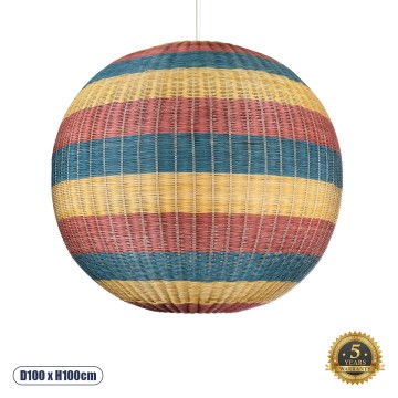 CABALLEROS  Boho Κρεμαστό Φωτιστικό Μπάλα Μονόφωτο 1 x E27 IP20 Πολύχρωμο Ξύλο - Μ100 x Π100 x Υ100cm