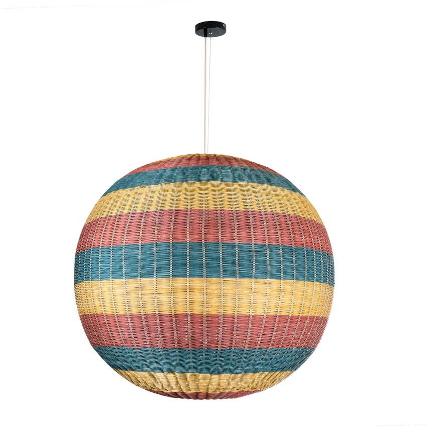 CABALLEROS  Boho Κρεμαστό Φωτιστικό Μπάλα Μονόφωτο 1 x E27 IP20 Πολύχρωμο Ξύλο - Μ100 x Π100 x Υ100cm