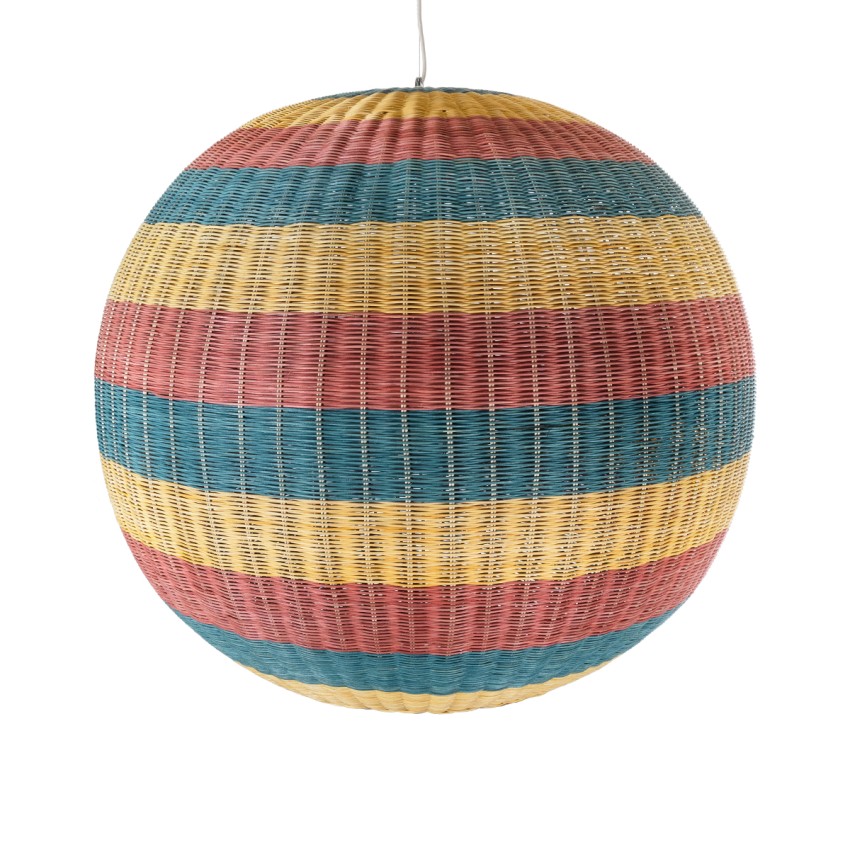 CABALLEROS  Boho Κρεμαστό Φωτιστικό Μπάλα Μονόφωτο 1 x E27 IP20 Πολύχρωμο Ξύλο - Μ100 x Π100 x Υ100cm