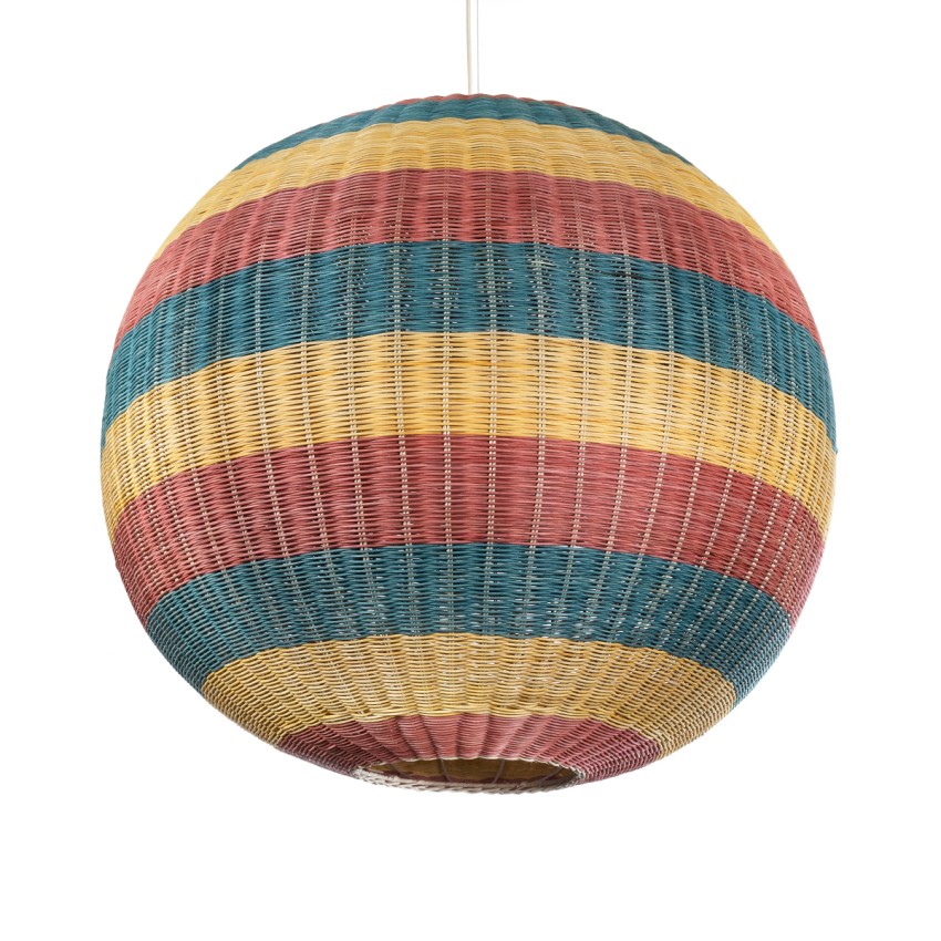 CABALLEROS  Boho Κρεμαστό Φωτιστικό Μπάλα Μονόφωτο 1 x E27 IP20 Πολύχρωμο Ξύλο - Μ100 x Π100 x Υ100cm