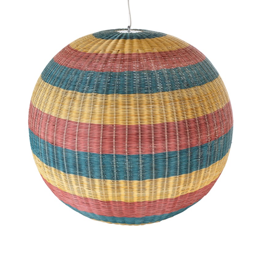 CABALLEROS  Boho Κρεμαστό Φωτιστικό Μπάλα Μονόφωτο 1 x E27 IP20 Πολύχρωμο Ξύλο - Μ100 x Π100 x Υ100cm