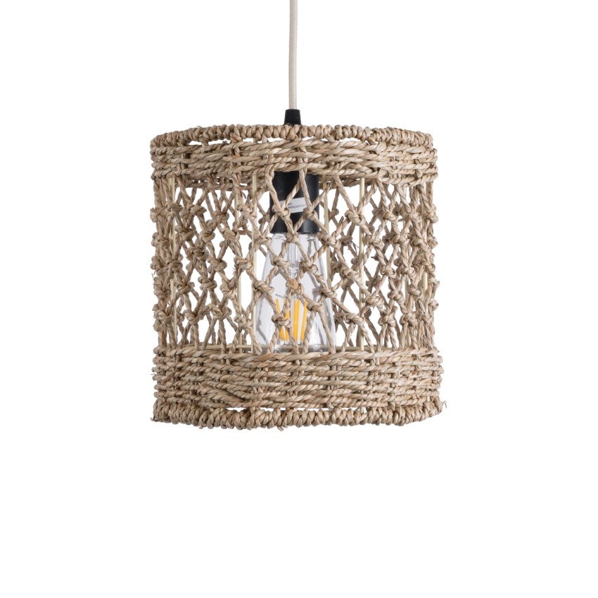 ECUADOR  Boho Κρεμαστό Φωτιστικό Πλέγμα Μονόφωτο 1 x E27 IP20 Μπεζ Rattan - Μ20 x Π20 x Υ20cm