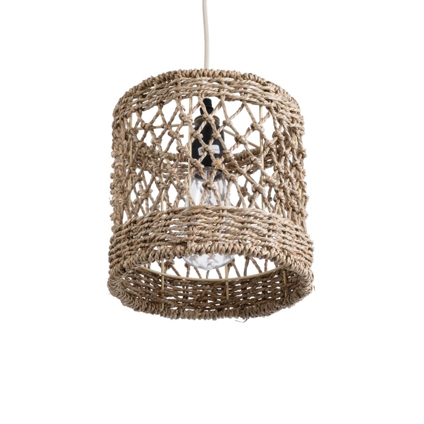 ECUADOR  Boho Κρεμαστό Φωτιστικό Πλέγμα Μονόφωτο 1 x E27 IP20 Μπεζ Rattan - Μ20 x Π20 x Υ20cm