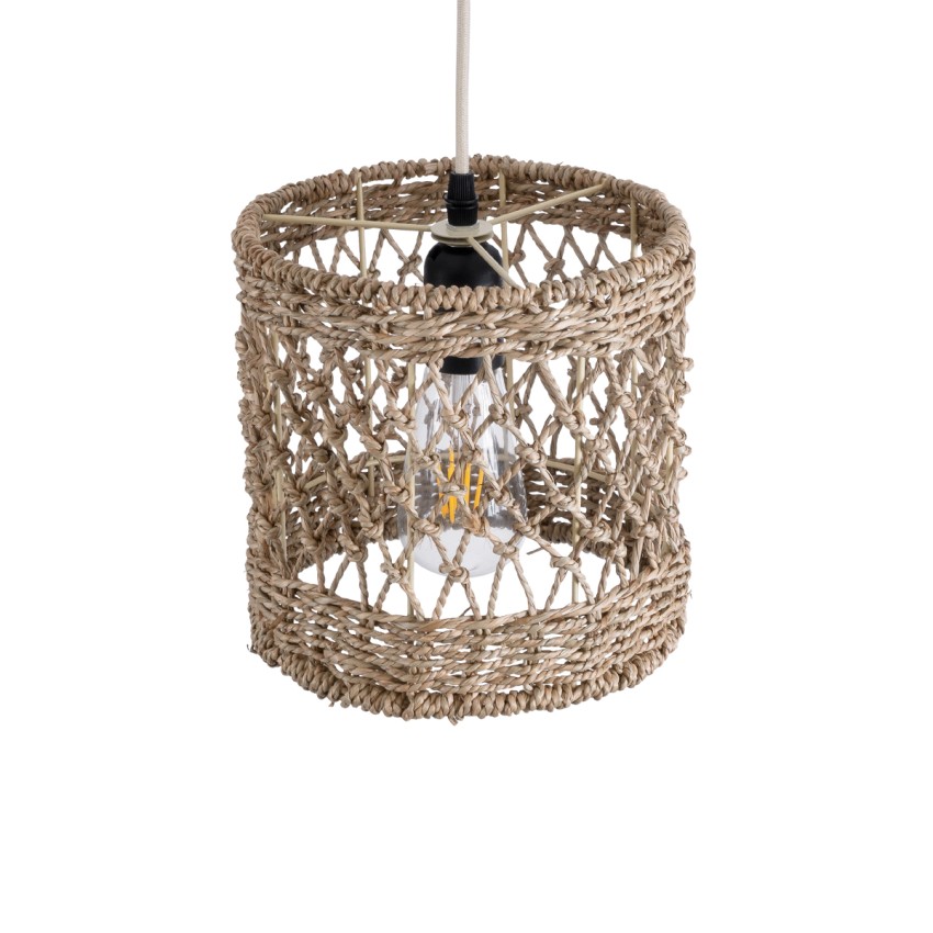 ECUADOR  Boho Κρεμαστό Φωτιστικό Πλέγμα Μονόφωτο 1 x E27 IP20 Μπεζ Rattan - Μ20 x Π20 x Υ20cm