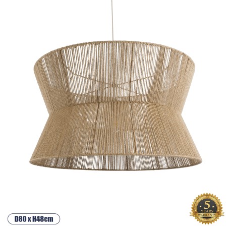 BISBEE  Boho Κρεμαστό Φωτιστικό Πλέγμα Μονόφωτο 1 x E27 IP20 Μπεζ Σχοινί - Μ80 x Π80 x Υ48cm