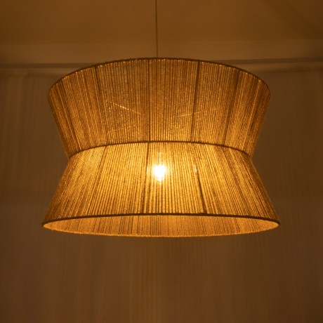 BISBEE  Boho Κρεμαστό Φωτιστικό Πλέγμα Μονόφωτο 1 x E27 IP20 Μπεζ Σχοινί - Μ80 x Π80 x Υ48cm