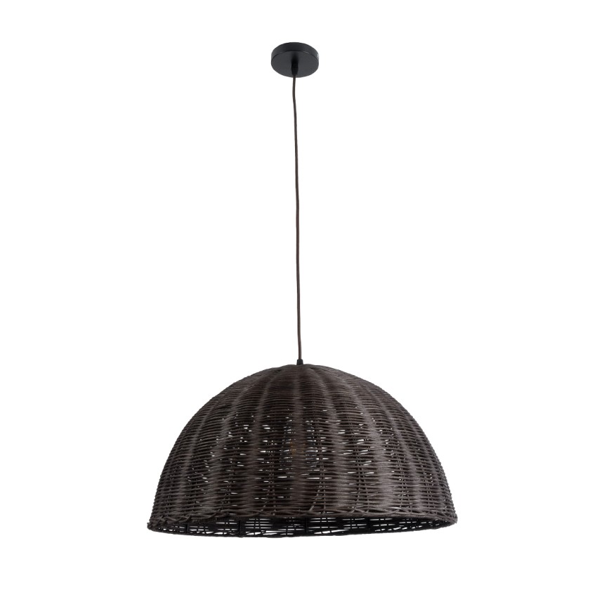 MONTANA  Boho Κρεμαστό Φωτιστικό Καμπάνα Μονόφωτο 1 x E27 IP20 Καφέ Ξύλο - Μ50 x Π50 x Υ25cm