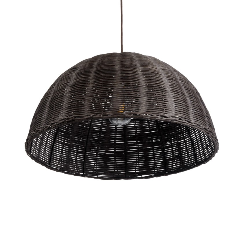 MONTANA  Boho Κρεμαστό Φωτιστικό Καμπάνα Μονόφωτο 1 x E27 IP20 Καφέ Ξύλο - Μ50 x Π50 x Υ25cm