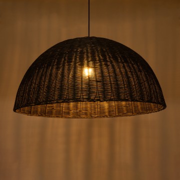 MONTANA  Boho Κρεμαστό Φωτιστικό Καμπάνα Μονόφωτο 1 x E27 IP20 Καφέ Ξύλο - Μ80 x Π80 x Υ40cm