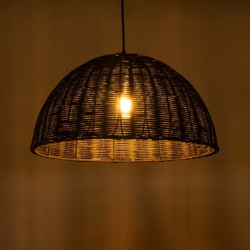 MONTANA  Boho Κρεμαστό Φωτιστικό Καμπάνα Μονόφωτο 1 x E27 IP20 Μαύρο Ξύλο - Μ50 x Π50 x Υ25cm