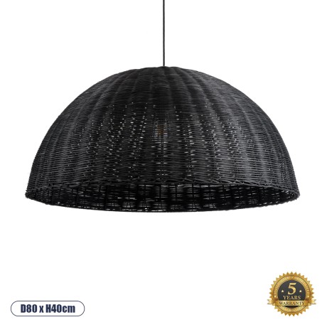MONTANA  Boho Κρεμαστό Φωτιστικό Καμπάνα Μονόφωτο 1 x E27 IP20 Μαύρο Ξύλο - Μ80 x Π80 x Υ40cm