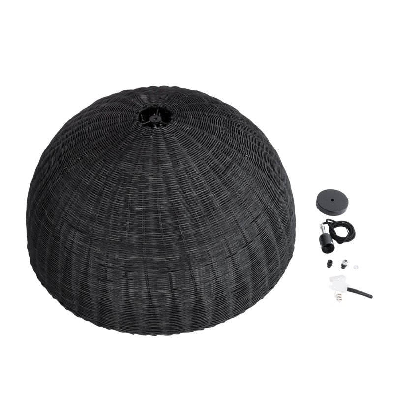 MONTANA  Boho Κρεμαστό Φωτιστικό Καμπάνα Μονόφωτο 1 x E27 IP20 Μαύρο Ξύλο - Μ80 x Π80 x Υ40cm