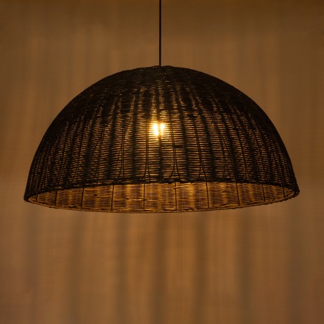 MONTANA  Boho Κρεμαστό Φωτιστικό Καμπάνα Μονόφωτο 1 x E27 IP20 Μαύρο Ξύλο - Μ80 x Π80 x Υ40cm
