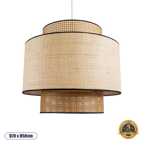 BRAVADO  Boho Κρεμαστό Φωτιστικό Πλέγμα Μονόφωτο 1 x E27 IP20 Καφέ & Μπεζ Ξύλο - Μ70 x Π70 x Υ58cm