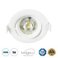 GLOBOSTAR® DE VALERA  Χωνευτό Κινούμενο Downlight Σποτ LED 5W 500lm 60° AC 220-240V IP20 Ψυχρό Λευκό 6000K - Bridgelux SMD Chip & TÜV SÜD Driver - Λευκό Ματ - Μ9 x Π9 x Υ4cm / Q8cm