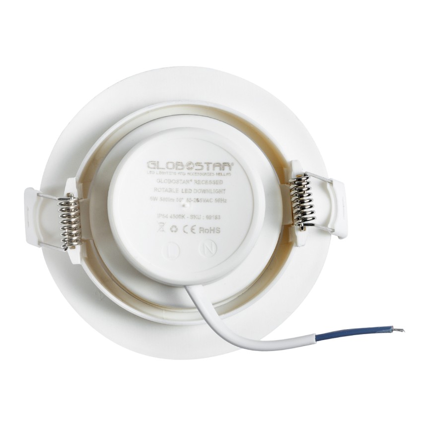DE VALERA  Χωνευτό LED Κινούμενο Spot Downlight 5W 470lm 60° AC 220-240V IP44 Φ9cm x Υ4cm - Στρόγγυλο - Λευκό - Θερμό Λευκό 2700K - Bridgelux Chip - TÜV Certified Driver