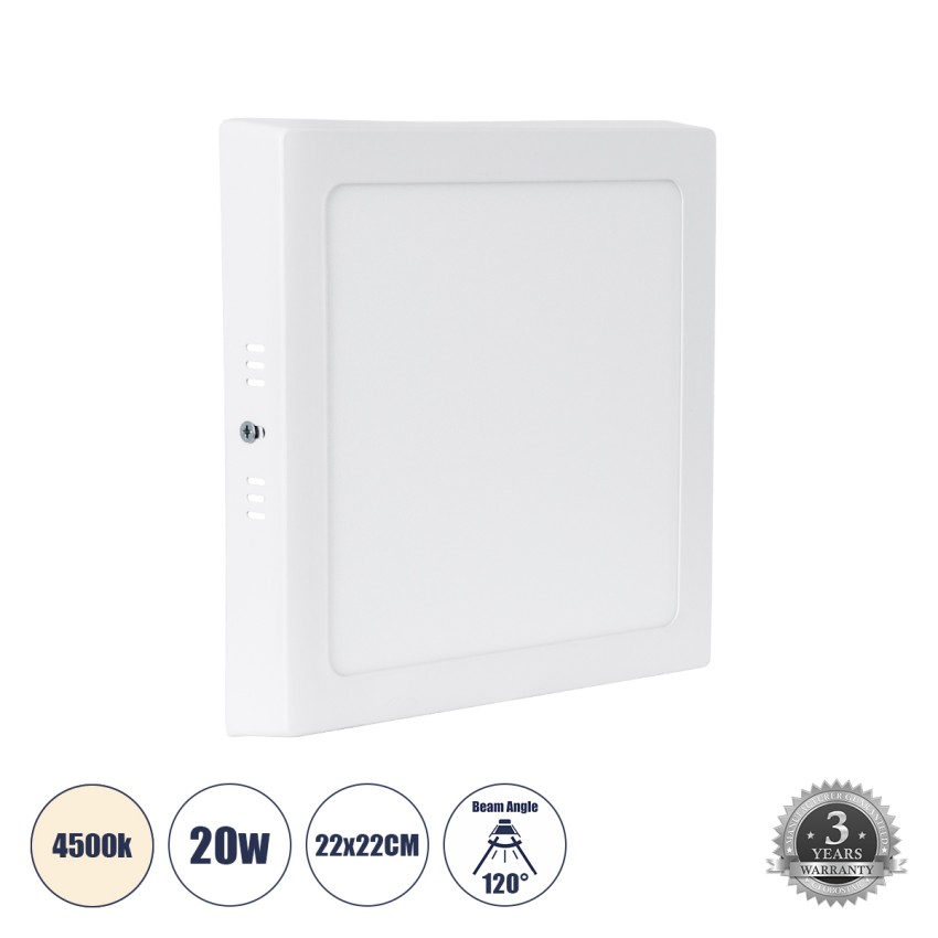Εξωτερικό LED Panel 22x22cm 20W 2120lm 120° AC 220-240V IP20 Μ22 x Π22 x Υ3cm Φυσικό Λευκό 4500K
