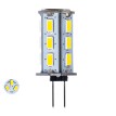 GLOBOSTAR® G4BACK  Λάμπα G4 LED 5W 500lm 320° DC 12-24V IP20 Ψυχρό Λευκό 6000K Dimmable - Sanan SMD Chip - Back Pin - Μ1.8 x Π1.8 x Υ4.3cm