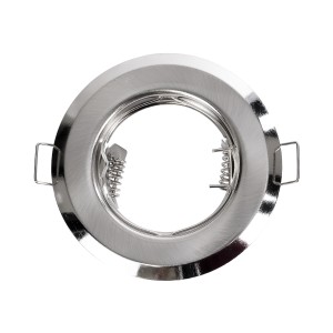 GLOBOSTAR® RAFY  Χωνευτή Βάση για Σποτ MR16 με Ντουί GU10/GU5.3 IP20 - Νίκελ Βούρτσας - Μ8.3 x Π8.3 x Υ3.1cm / Q6cm