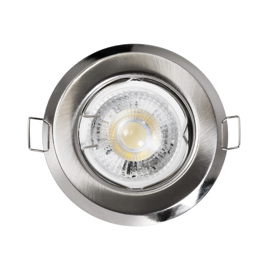 GLOBOSTAR® RAFY  Χωνευτή Βάση για Σποτ MR16 με Ντουί GU10/GU5.3 IP20 - Νίκελ Βούρτσας - Μ8.3 x Π8.3 x Υ3.1cm / Q6cm