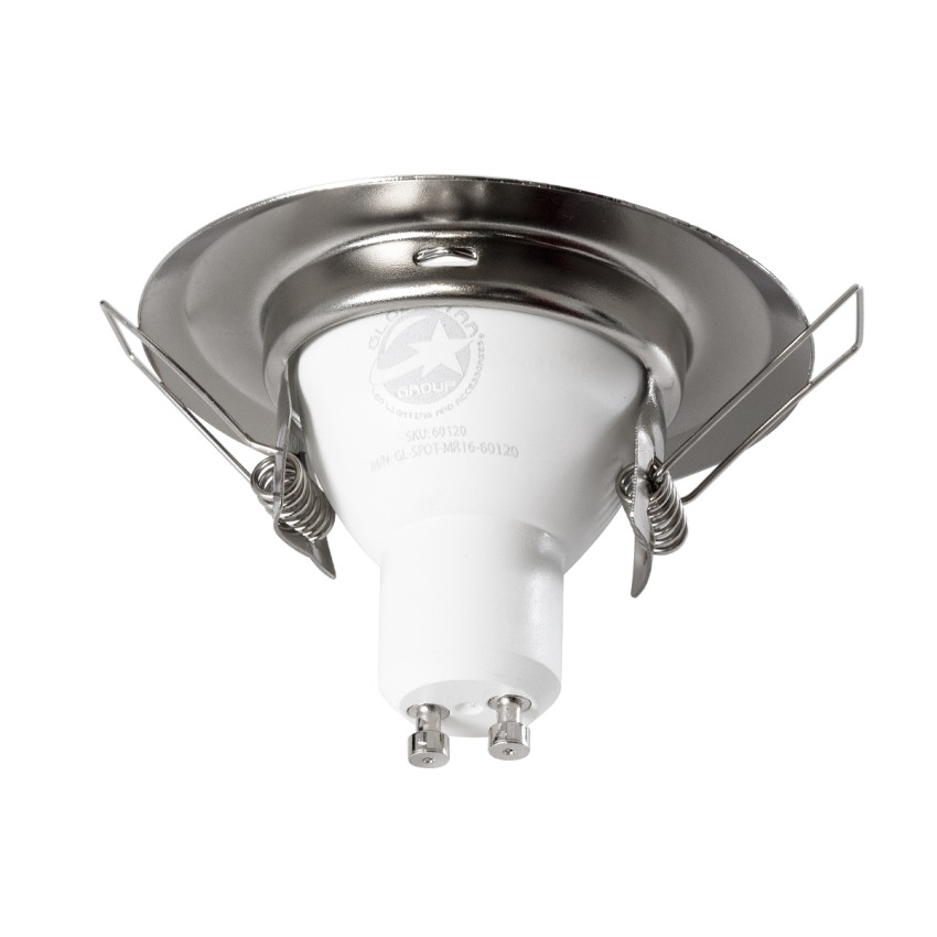 GLOBOSTAR® RAFY  Χωνευτή Βάση για Σποτ MR16 με Ντουί GU10/GU5.3 IP20 - Νίκελ Βούρτσας - Μ8.3 x Π8.3 x Υ3.1cm / Q6cm