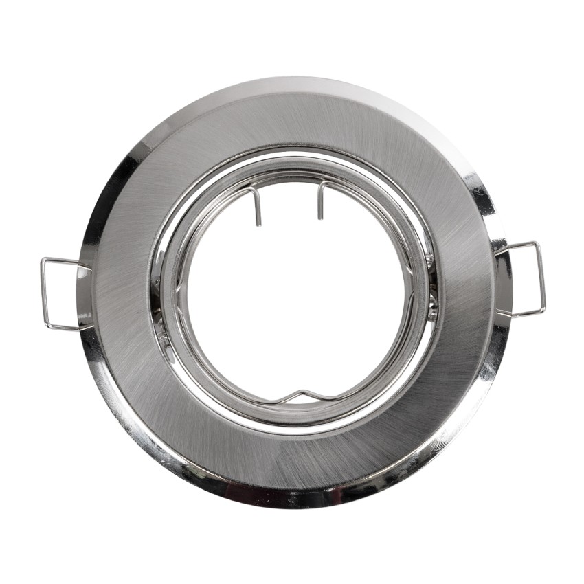 GLOBOSTAR® RAFY  Χωνευτή Κινούμενη Βάση για Σποτ MR16 με Ντουί GU10/GU5.3 IP20 - Νίκελ Βούρτσας - Μ9.2 x Π9.2 x Υ3.1cm / Q7cm