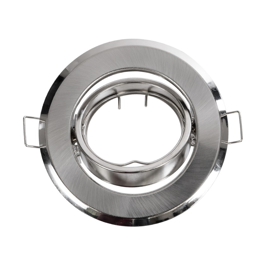 GLOBOSTAR® RAFY  Χωνευτή Κινούμενη Βάση για Σποτ MR16 με Ντουί GU10/GU5.3 IP20 - Νίκελ Βούρτσας - Μ9.2 x Π9.2 x Υ3.1cm / Q7cm