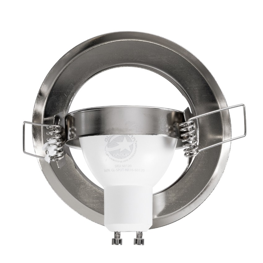 GLOBOSTAR® RAFY  Χωνευτή Κινούμενη Βάση για Σποτ MR16 με Ντουί GU10/GU5.3 IP20 - Νίκελ Βούρτσας - Μ9.2 x Π9.2 x Υ3.1cm / Q7cm