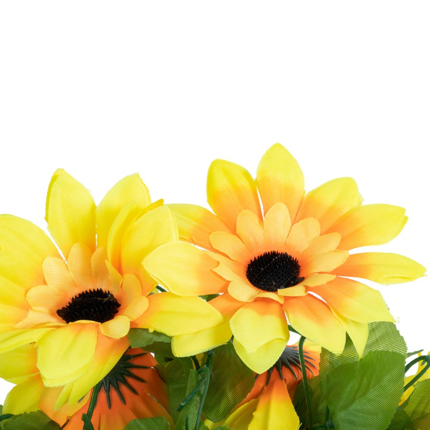 Τεχνητό Κρεμαστό Φυτό Διακοσμητική Γιρλάντα Λουλουδιών με 10 Κίτρινα Ηλιοτρόπια & Πράσινο Φύλλωμα Μ12 x Π12 x Υ250cm