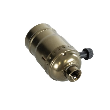 GLOBOSTAR® LAMPHOLDER  Ντουί E27 με Διακόπτη On/Off IP20 Μπρούτζινο - Μ5.5 x Π3.6 x Υ7cm