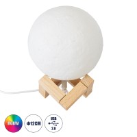 MOON  Μοντέρνο Επιτραπέζιο Φωτιστικό Πορτατίφ LED 2W 120lm 360° DC 5V - Εναλλαγή Φωτισμού μέσω Τηλεχειριστηρίου - Dimmable - RGBW - Φ12 x Υ15 - Λευκό