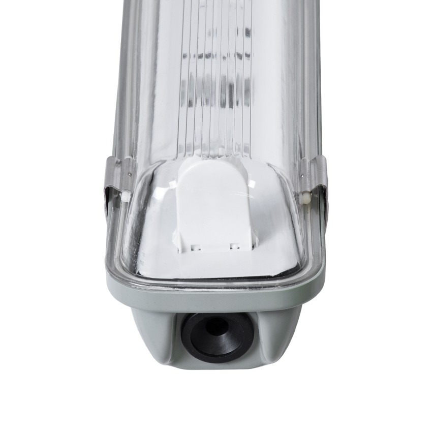 60cm Tri-Proof Πλαστικό PC Σκαφάκι με Μεταλλικά Clips για 1 x Λάμπες T8 Τύπου Φθορίου LED Τροφοδοσίας Ενός Άκρου Αδιάβροχο IP65