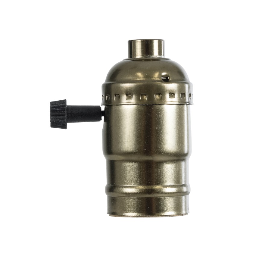 GLOBOSTAR® LAMPHOLDER  Ντουί E27 με Διακόπτη On/Off IP20 Μπρούτζινο - Μ5.5 x Π3.6 x Υ7cm