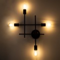 GLOBOSTAR® PIPING  Vintage Φωτιστικό Τοίχου - Απλίκα με Ντουί 4 x E27 AC 220-240V IP20 - Μαύρο - Μ40 x Π9 x Υ52cm
