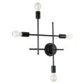 GLOBOSTAR® PIPING  Vintage Φωτιστικό Τοίχου - Απλίκα με Ντουί 4 x E27 AC 220-240V IP20 - Μαύρο - Μ40 x Π9 x Υ52cm