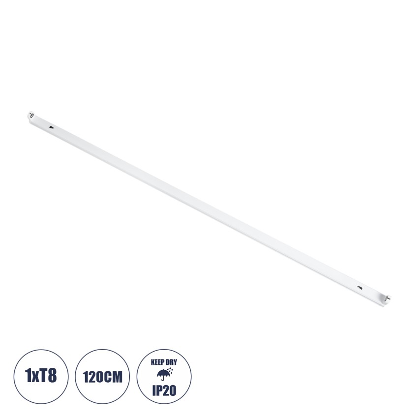 TUBATO  Μεταλλικό Σκαφάκι για 1 x Λάμπα 120CM T8 G13 LED AC 220-240V IP20 Μ120 x Π3.4 x Υ4.3cm