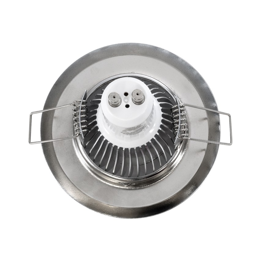 GLOBOSTAR® RAFY  Χωνευτή Βάση για Σποτ MR16 με Ντουί GU10/GU5.3 IP20 - Νίκελ Χρώμιο - Μ8.3 x Π8.3 x Υ3.1cm / Q6cm