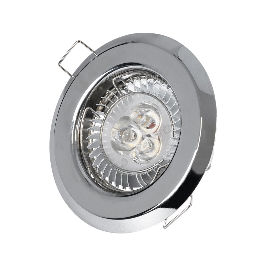 GLOBOSTAR® RAFY  Χωνευτή Βάση για Σποτ MR16 με Ντουί GU10/GU5.3 IP20 - Νίκελ Χρώμιο - Μ8.3 x Π8.3 x Υ3.1cm / Q6cm