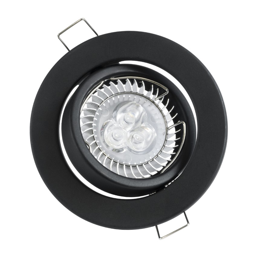 GLOBOSTAR® ORO  Χωνευτή Κινούμενη Βάση για Σποτ MR16 με Ντουί GU10/GU5.3 IP20 - Μαύρο Ματ - Μ9.2 x Π9.2 x Υ2.8cm / Q7.6cm