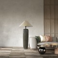 OLIANA  Boho Επιδαπέδιο Φωτιστικό Μονόφωτο 1 x E27 IP20 Γκρι Κεραμικό με Μπεζ Ύφασμα - Μ55 x Π55 x Υ110cm