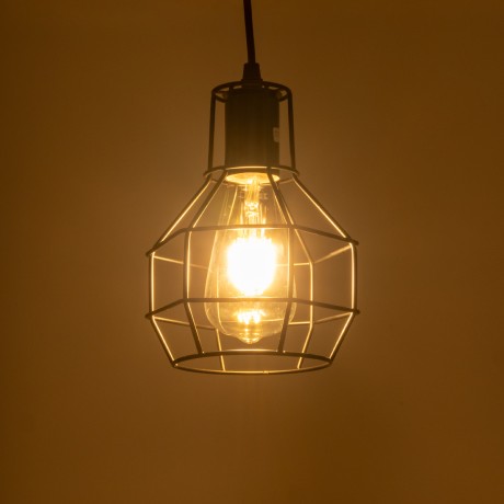 GLOBOSTAR® CAGE  Vintage Κρεμαστό Φωτιστικό Οροφής με Ντουί 3 x E27 AC 220-240V IP20 - Μαύρο - Μ15 x Π15 x Υ20cm