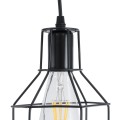 GLOBOSTAR® CAGE  Vintage Κρεμαστό Φωτιστικό Οροφής με Ντουί 3 x E27 AC 220-240V IP20 - Μαύρο - Μ15 x Π15 x Υ20cm