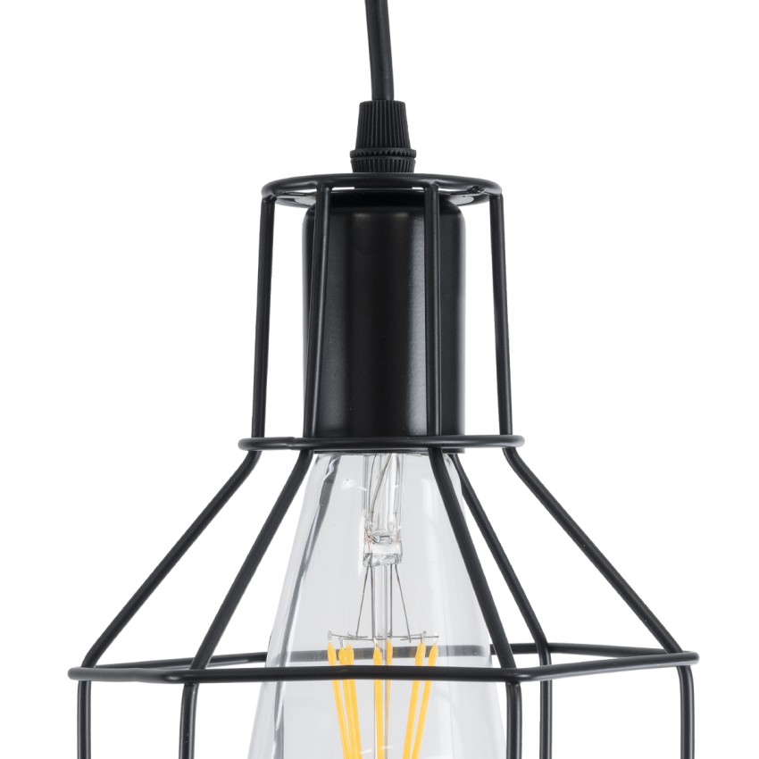 GLOBOSTAR® CAGE  Vintage Κρεμαστό Φωτιστικό Οροφής με Ντουί 3 x E27 AC 220-240V IP20 - Μαύρο - Μ15 x Π15 x Υ20cm