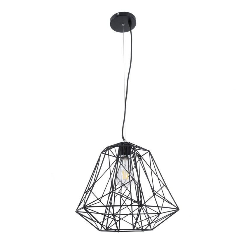 GLOBOSTAR® GRID  Vintage Κρεμαστό Φωτιστικό Οροφής με Ντουί 1 x E27 AC 220-240V IP20 - Μαύρο - Μ40 x Π40 x Υ33cm