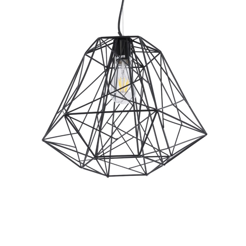 GLOBOSTAR® GRID  Vintage Κρεμαστό Φωτιστικό Οροφής με Ντουί 1 x E27 AC 220-240V IP20 - Μαύρο - Μ40 x Π40 x Υ33cm