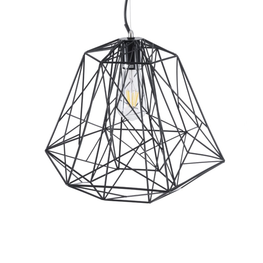 GLOBOSTAR® GRID  Vintage Κρεμαστό Φωτιστικό Οροφής με Ντουί 1 x E27 AC 220-240V IP20 - Μαύρο - Μ40 x Π40 x Υ33cm